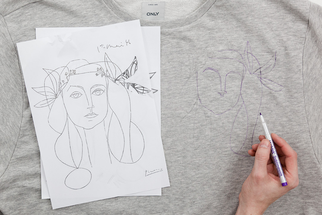 DIY Sudadera bordada con dibujo de Picasso · DIY Picasso hand-embroidered sweatshirt · Fábrica de Imaginación · Tutorial in Spanish